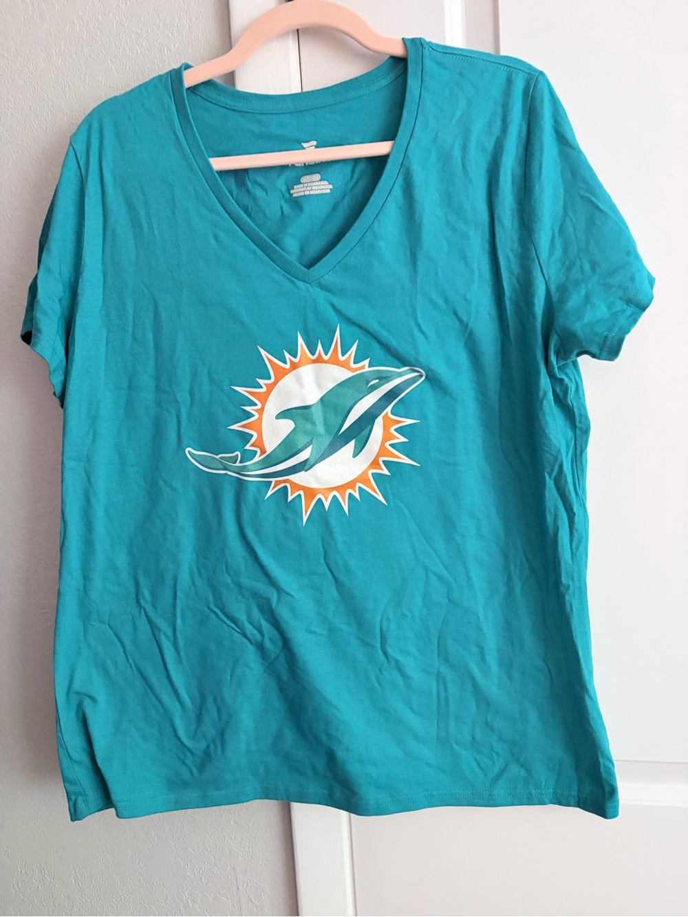 Fanatics Miami Dolphins Teal V-Neck Long Sleeve Tee